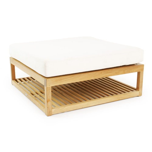 18800 Maya Teak Coffee Table with Ottoman cushion in front angle view on white background 