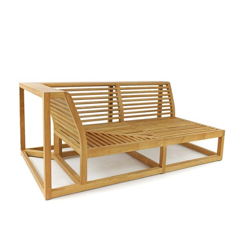 70279 Centerpiece 4 pc Sofa Set of the Maya Left and Right Side Sectional and 2 Corner Sectionals in angled aerial view on concrete terrace with 2 potted plant and house in background