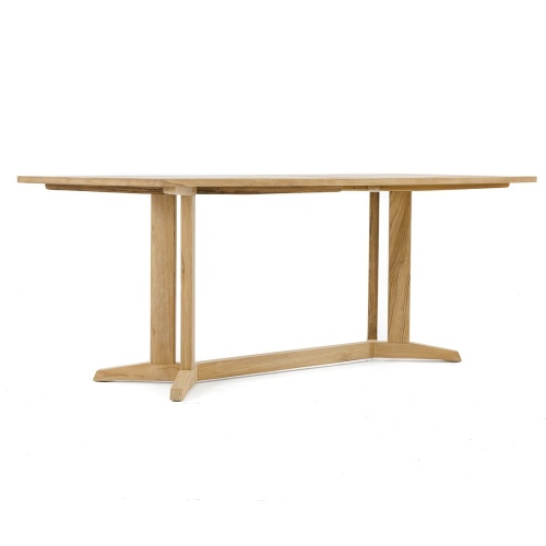  70435 Pyramid 14 pc Teak Dining Set  of 2 Pyramid Rectangular Tables and 12 Laguna Side Chairs in side view on white background