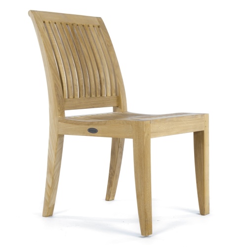 70482 Laguna teak dining side chair angled right on white background
