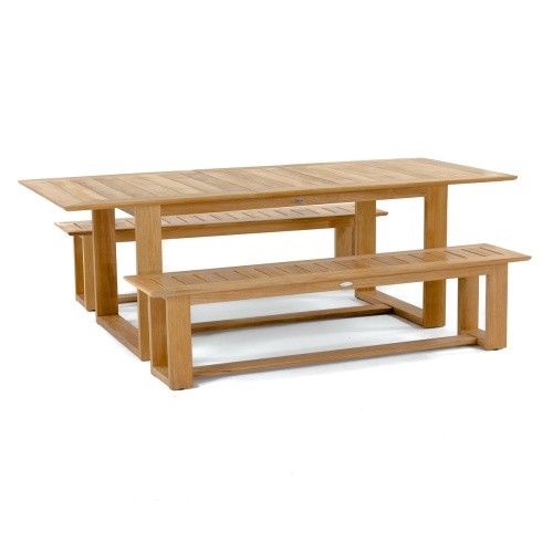 70497 Horizon teak Picnic Dining Set side view on white background