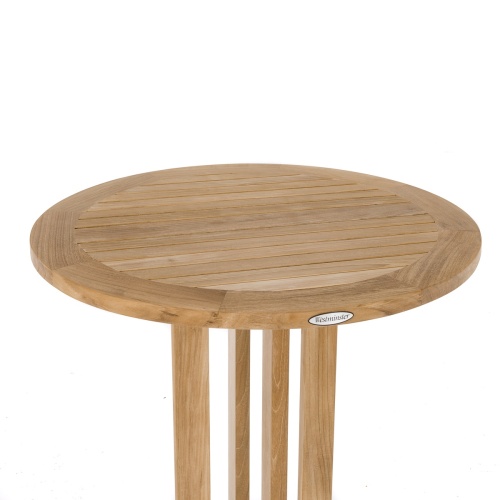 70505 Laguna 30 inch Teak Round Bar Table top view on white background