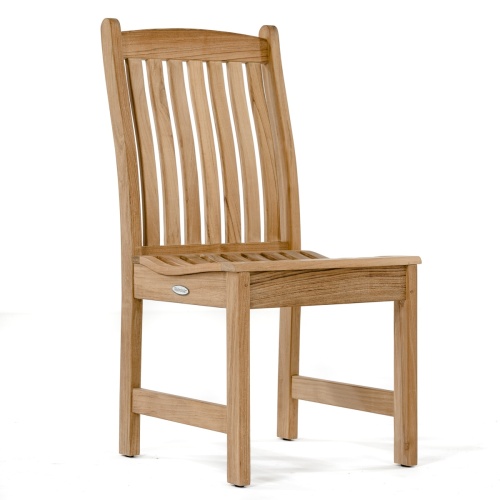 70655 Veranda teak dining side chair angled view on white background