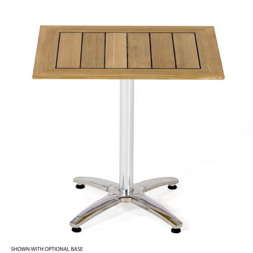 70665 Vogue teak and stainless steel dinette table angled on white background