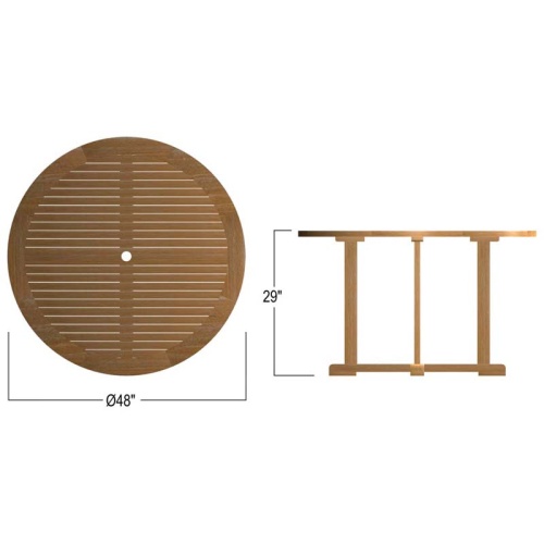 70745 Odyssey 4 foot round teak dining table autocad on white background