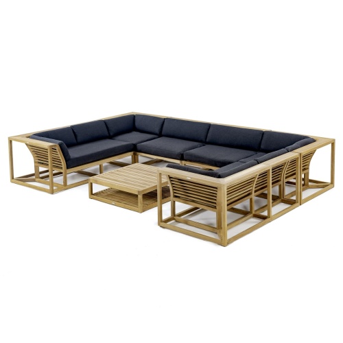 70754 Maya 7 pc U-Shaped Sectional on terrace with tree and plants with staircase in background