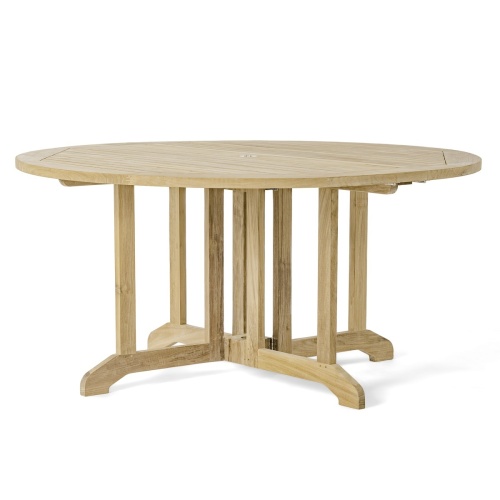 15867 Barbuda 60 inch Round Folding Dining Table angled aerial view on white background
