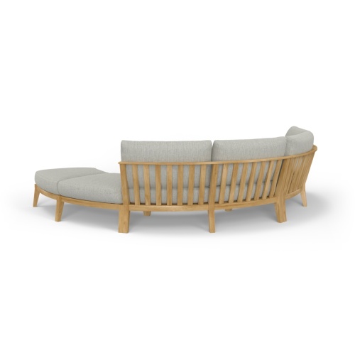 70934 Kafelonia 4 piece Curved Sofa Sectional Set of 2 curved sofa sectionals and a curved backless sofa sectional and 36 inch teak coffee table in angled back view on white background