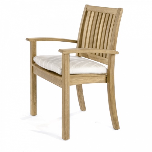 12196 Sussex teak stacking armchair stacked four high on white background