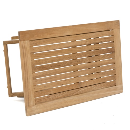 14745 barbuda folding teak coffee table closed view showing bottom on white background