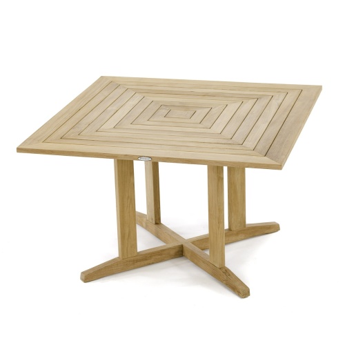 15823 48 inch Pyramid Teak Table angled view on white background