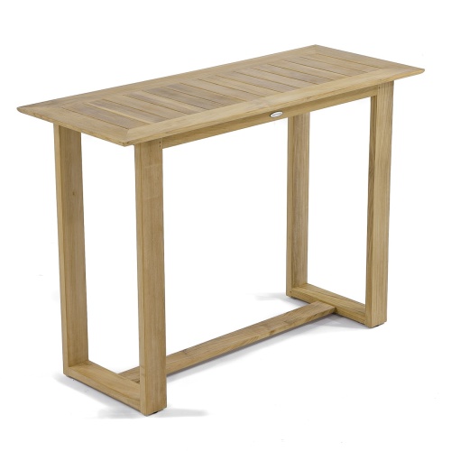 15999 Horizon Teak Bar Table angled on white background