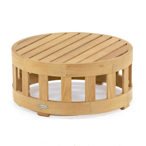 18170 Kafelonia coffee table ottoman with Canvas colored cushion in angled top view on white background
