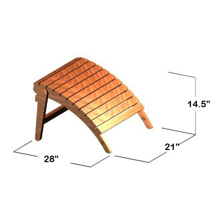 18607 adirondack teak footrest autocad on white background