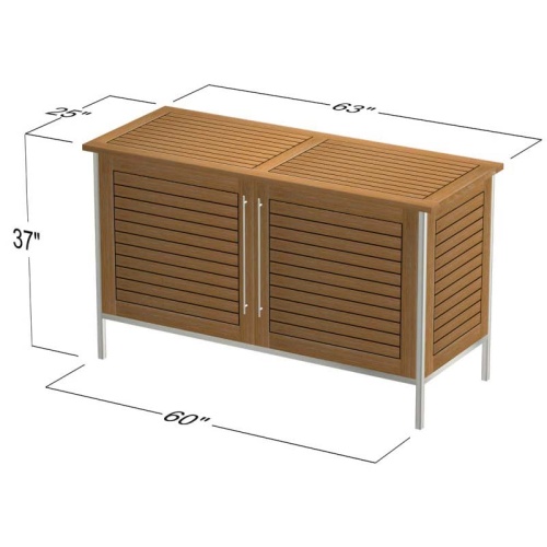 28225RF Vogue teak and stainless steel Sideboard front view autocad on white background