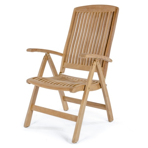 12569S Barbuda Teak Recliner showing angled right side view on white background