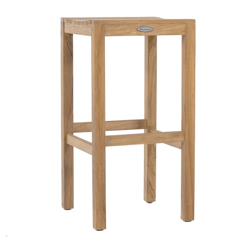 70083 Somerset teak square backless bar stool angled view on white background