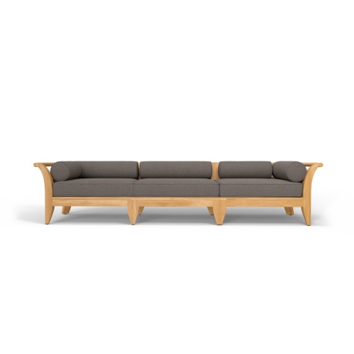 70102 Aman Dais 3 pc Sofa Set of 2 Aman Daise Corner Sectionals and an Aman Dais End Sectional with cushions and bolsters in angled back view on white background 