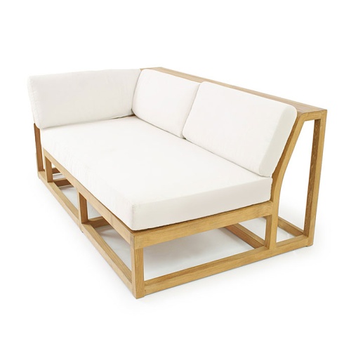 70231 Maya 6pc Lounge Set of Maya Daybed Sectional and Left Side Sectional and Slipper Chair and 2 Ottomans and Side Table in angled back view on white background