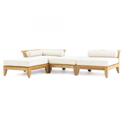 70281 Aman Dais 4 pc Lounge Sofa Set in angled aerial view under a covered pergola with draped glass windows and trees in background 