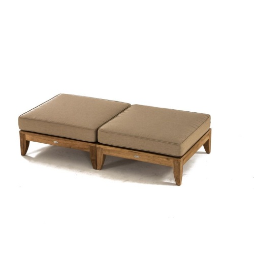 16767DP Aman Dais Ottoman Fill Sectional Teak Frame in a top angled view on white background 