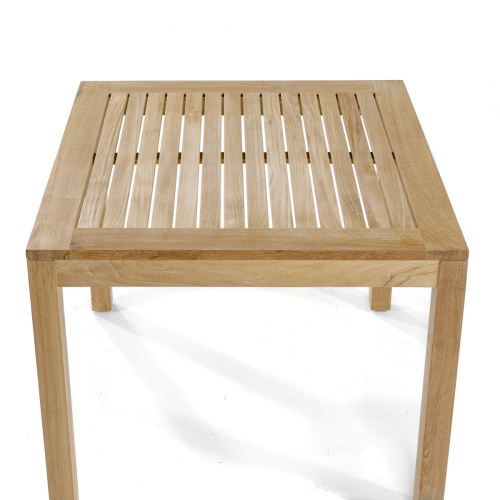 70495 Horizon teak 36 inch square dining table angled aerial view on white background