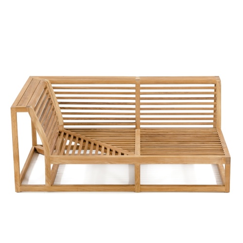 70515 Maya Teak 4 pc Daybed Set of Maya Left and Right Sectionals and 2 Chaises in angled back view on white background