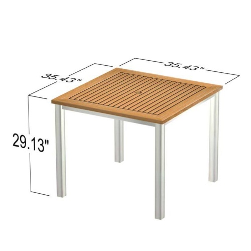 70593 Vogue Laguna teak 36 inch square dining table autocad on white background