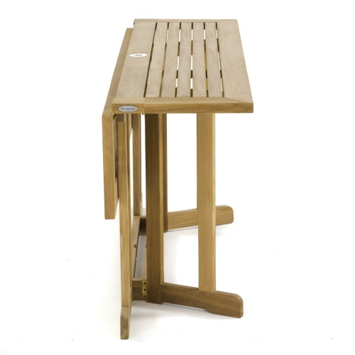 70605 Vogue Nevis 60 inch rectangular folding table end view showing one side folded down on white background