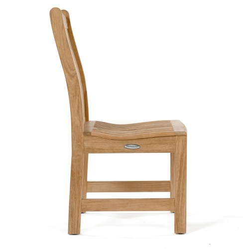 70655 Veranda teak dining side chair side profile view on white background