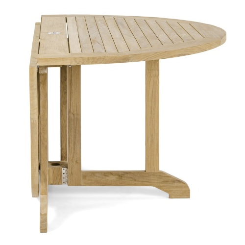 15867 Barbuda 60 inch Round Folding Dining Table in side profile on white background