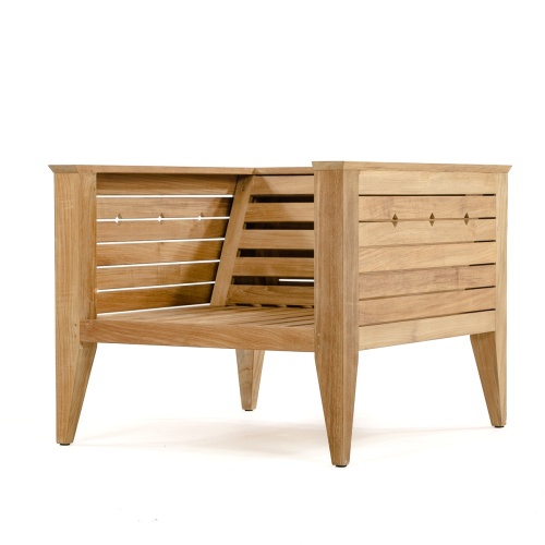 12160dp Craftsman armchair teak frame side angled view on white background