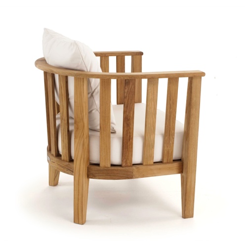12170DP Kafelonia teak Barrel Chair with cushions front angled view on white background