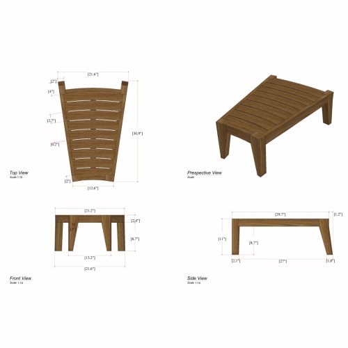 14918 Kafelonia Teak End Table in front view on white background