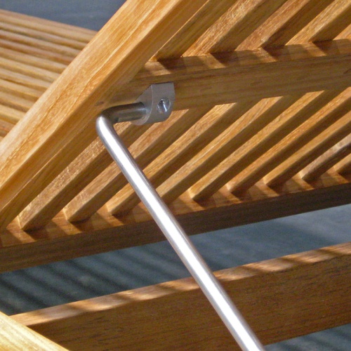 16770 Horizon Teak Chaise Lounger closeup view of backrest showing reclining mechanism