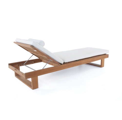 16770DP Horizon teak Chaise Lounger with optional cushion and neckroll back angled view on white background