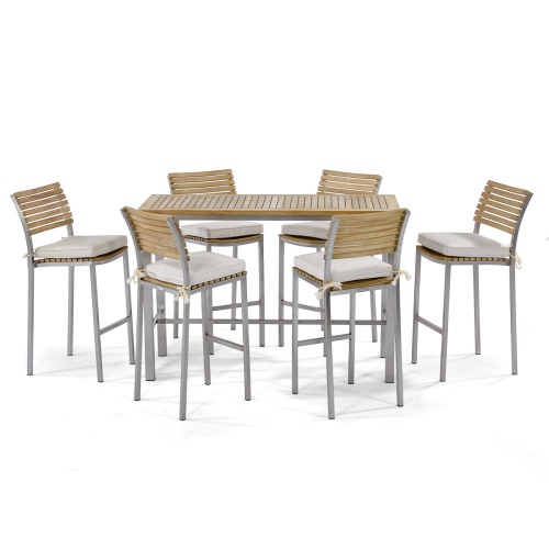 25314 Vogue 5 foot Rectangular Bar Set with optional seat cushions on white background