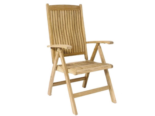 70045 Hyatt Recliner teak armchair left side angled on white background