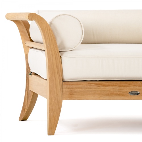 16765 Aman Dais teak Corner Sectional in closeup view with bolsters and cushion on white background