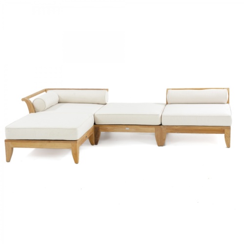 70281 Aman Dais 4 pc Lounge Sofa Set with canvas colored cushion side angle view on a white background