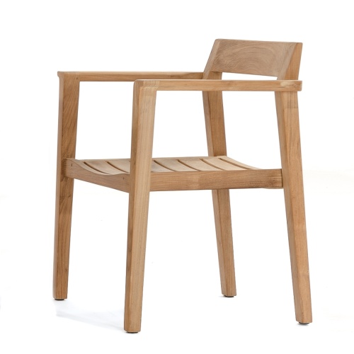70299 Horizon teak dining table showing closeup view of table expanding mechanism on concrete terrace
