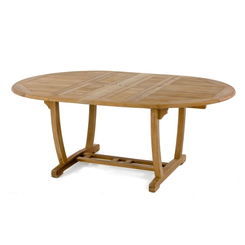 15548 Martinique Teak Extension Table side angled view closed position on white background