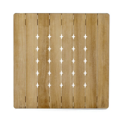 25026 Bloom teak and powder coated aluminum 32 inch Square Dining Table Top view on white background