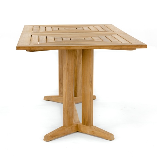 15816 Pyramid Teak 6 ft Rectangular Dining Table in end view on white background