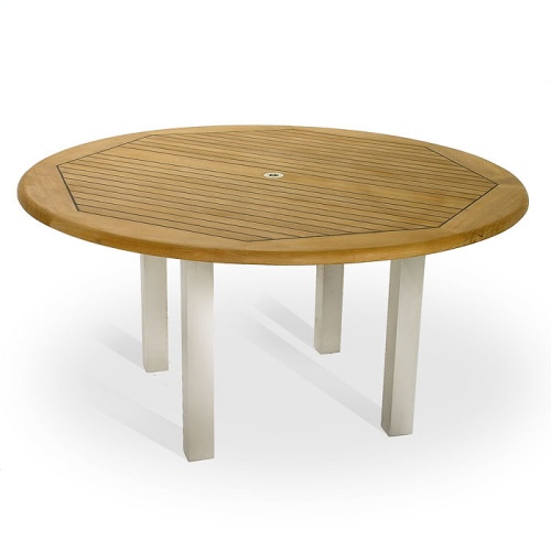 70428 Vogue 7pc Round Dining Set of Vogue 6 ft Round DIning Table and 6 Vogue Side Chairs in angled top view on white background