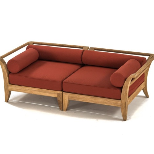16765 aman dais teak corner sectional with cushion side angle on white background