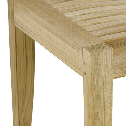 15816 Pyramid Teak 6 ft Rectangular Dining Table angled end view on white background