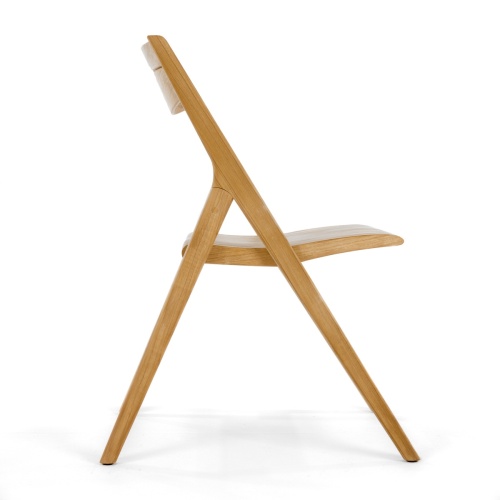 11916 Surf Teak Folding Side Chair in open position showing closeup of chair seat on white background