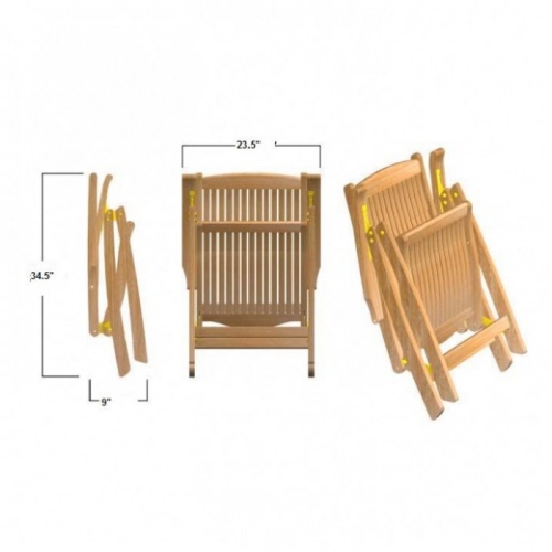12569S Barbuda reclining chair folded flat showing autocad of side view and seat view and back view on white background