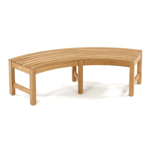 70523 Martinique teak curved backless bench on white background